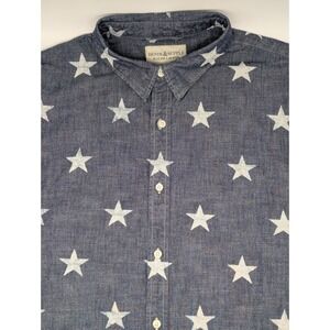 Denim Supply Ralph Lauren Men's XL Shirt Stars Short Sleeve Button Up Blue